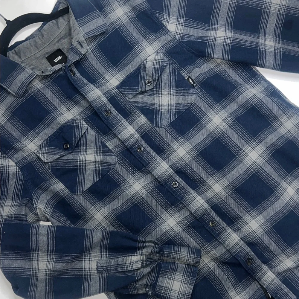 Vans Navy and Light Gray Plaid Shirt - Picture 1 of 6